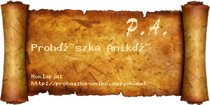 Prohászka Anikó névjegykártya