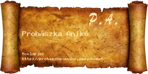 Prohászka Anikó névjegykártya