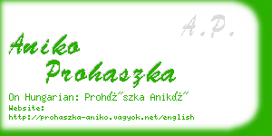 aniko prohaszka business card